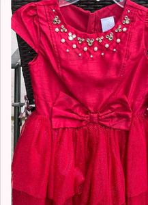 New Red Dress with Bow And Free Gift Hair Pin