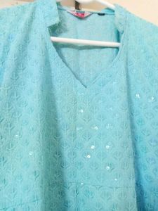 QUEENLEY BLUE MIRROR ANARKALI Kurt