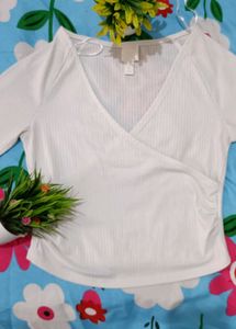 H&amp;M White Wrap Hot Top 💗🔥