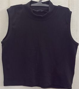 Black Ribbed Mock Neck Sleeveless Crop Top