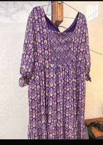 Purple Patterned Tiered Maxi Dress