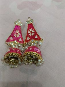 Dark Pink Jhumkas