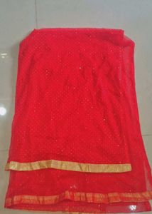 Nude and red patiyala set