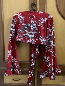 Floral Tie-Front Crop Top