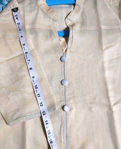 Cream/Pearl Tissue Mix XL kurta Pant Dupatta Set