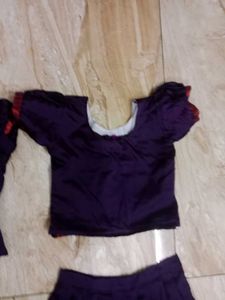 Purple Pattupavada With 2 Blouses