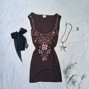 2000s vintage Embroidered Brown fitted