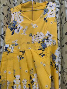 Yellow Printed Long Maxi Dress