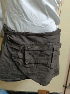Asymmetrical White Top &amp; Utility Mini Skirt