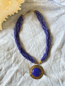 Blue Beaded Necklace &amp; Earring Set