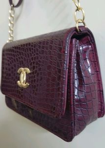 Slingbag Crocodile PU Maroon Pattern