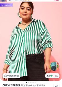 CURVY STREET Plus Size Green Satin shirt