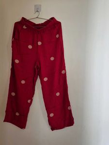 Women&#39;s Cotton Printed Maroon Hand-Print Kurta Set