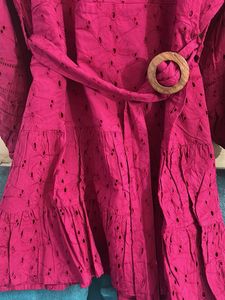 Magenta Belted Mini Dress