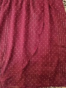 Maroon Polka Dot Shimmer Dress 🎀✨️