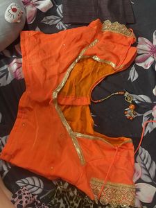 Orange Embroidered Saree