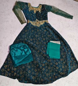 Teal Embroidered Anarkali Suit