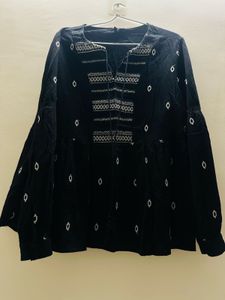 Vero Moda Embroidered Black Top