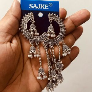 Silver Jhumka Ear Cuff