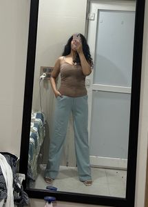 Ice Blue Coloured Casual Trouser
