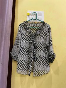 Polka Dot Ruffle Top