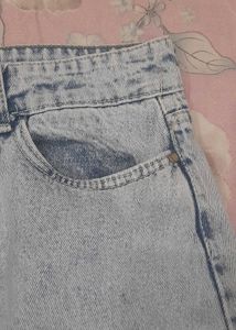 Baggy One-Side Ripped Light Blue Jeans