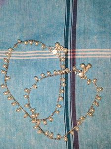 Pure Silver Payel|Pair Of Anklet|Faux Pearl