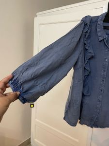 Ruffle Denim Top