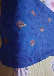 Embroidered Blue Churidar Top