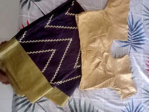 Black &amp; Gold Saree with Blouse
