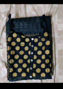 Anouk black and gold toned a-line kurta size M - 3