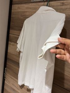 unisex White Button-Down Short Sleeve Shirt