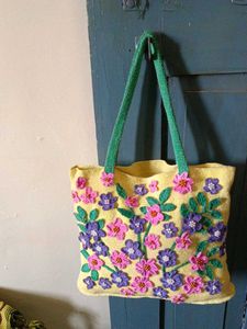 Floral crochet Tote Bag