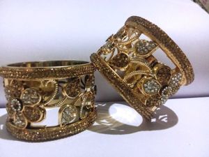 Gold Flower Cuff Bracelet