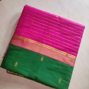 Pink & Green Saree