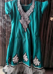 Teal Embroidered Kurti
