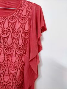 Butterfly Sleevle Peach Party Top