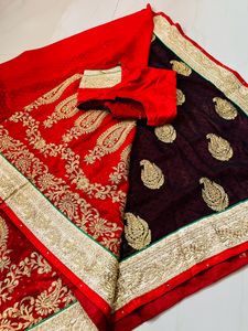 Bridal Red Colour Beautiful Saree