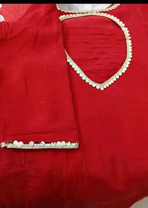 Red Georget Kurtiee Pant