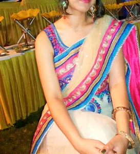 Readymade Peacock Net Embroidered saree