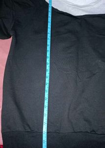 Black-grey Sweat Shirt With Shoulder Cut