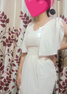 Cream Mini Dress with Flutter Sleeves