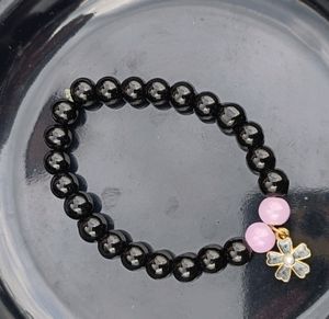 Black Beads Bracelet With Charm