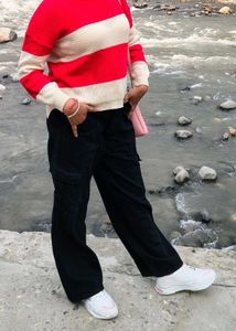 Red &amp; Cream Striped Knit Sweater