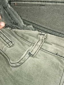 Olive Green Wide Leg Jeans