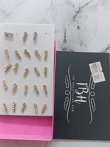 Sparkling Gold-tone Nose Pins