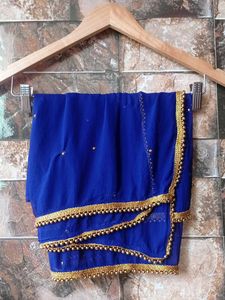 Elegant Blue Dupatta Moti Lace Unused