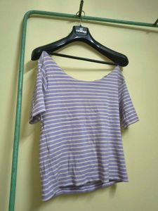 Striped Lavender OffShoulder Top