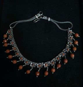 GermanSilver & Goldstone Beaded Choker Necklace