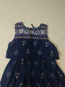 Navy Blue Floral Print Dress